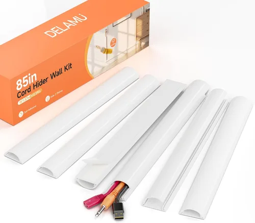 Miniatura 13 de Kit de ocultación de cables Delamu para pared con adhesivo, cubierta de alambre de múltiples funciones, 42.5 pulgadas para ocultar cables en Blanco