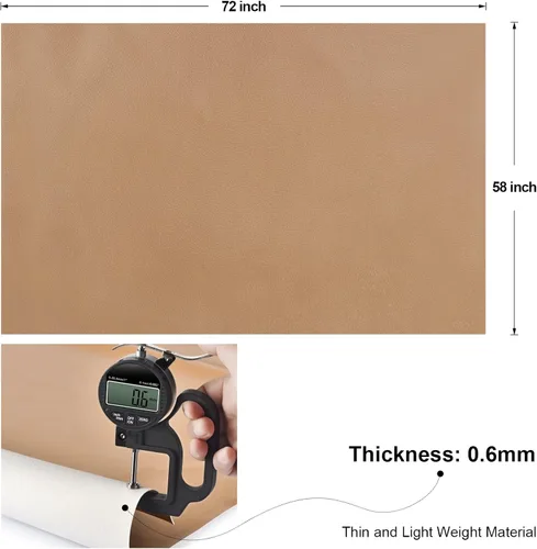 Miniatura 2 de Piel sintética de imitación de 2 yardas 58" x 72", 0.8 mm de espesor, tela de cuero para tapicería de poliuretano, material de cuero sintético