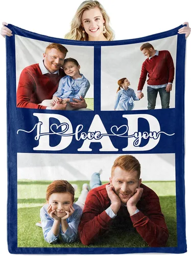 Miniatura 8 de Youltar Manta de fotos personalizada para el Día del Padre, regalo personalizado con el texto "Best Dad Ever" de hija o hijo para Navidad