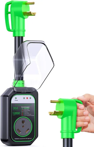 GEARGO Protectores contra sobretensiones RV de 30 amperios, 12000 julios, analizador de circuitos de RV, protección contra sobretensiones IP68,