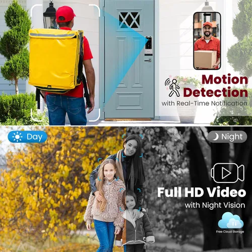 Miniatura 4 de DEVO G1 Cerradura inteligente de video 6-en-1 con cámara y timbre, cerradura de puerta de entrada sin llave con huella dactilar, cerraduras