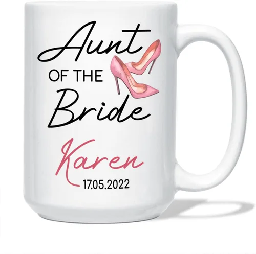 Taza personalizada para la tía de la novia, taza de tía novia, regalo de boda para tía de la novia, regalo de tía de novia, taza de café de boda,