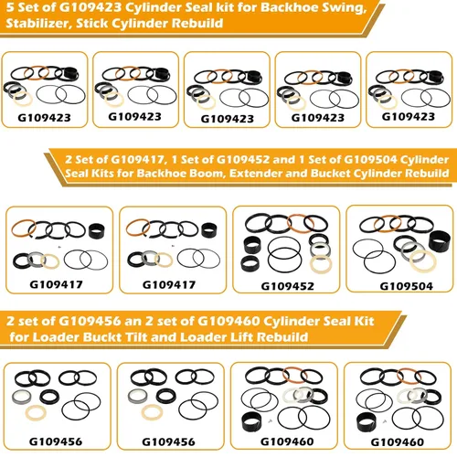 Miniatura 2 de Kit de sello de máquina completa para caja 580E 580SE 580SD, Boakhoe cargador cubo cilindros hidráulicos kit de sello de repuesto G109456*2+G109417*