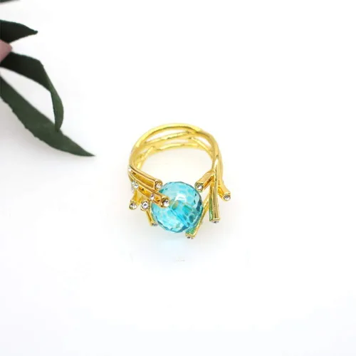 Miniatura 5 de HSQYJ Luxury Blue Red Oval Cubic Zirconia Promise Rings Classic Style Crystal Anniversary Wedding Engagement Bands Cocktail Ring for Women Girl Gold