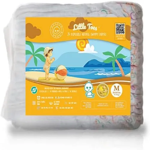 Miniatura 15 de Little Toes - Pañales de natación desechables naturales de alta calidad, talla 5 grande (26+ libras) (24 unidades) Pañales de natación desechables