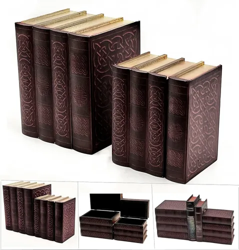 Bellaa 21213 Caja Decorativa con Nudo Celta Sujetalibros Vintage Bohemio Estilo Granja Irlandés Soporte para Estantería de Libros Topes