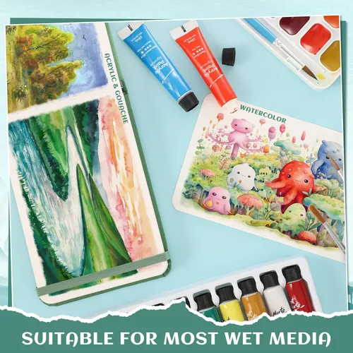 Miniatura 7 de 40 hojas de cuaderno de acuarela 4x6 pulgadas, papel de acuarela de 140 lb/300 GSM para bocetos de acuarela, papel de acuarela prensado en frío