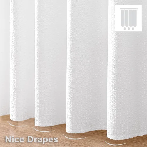 Miniatura 9 de OVZME Cortina de ducha Berry White, cortina de ducha de tela con textura en relieve para baño - Tela suave y lujo de spa hotelero, repelente al