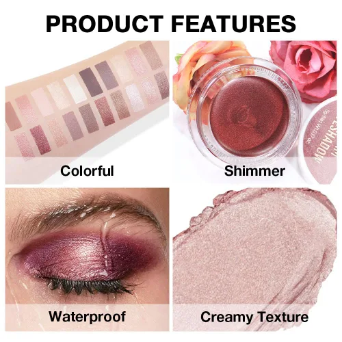 Miniatura 4 de evpct Paleta de maquillaje en pote de sombra de ojos en crema única para mujeres mayores, sombra de ojos de champán con shimmer, glitter metálico