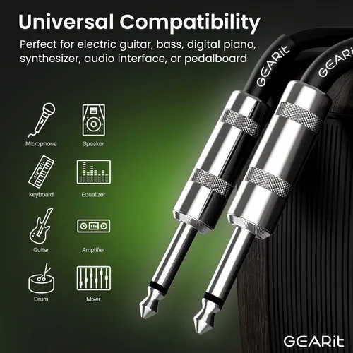 Miniatura 3 de GEARit Cable de altavoz profesional (6 pies), cobre puro 12 AWG, de 1/4 de pulgada a 1/4 de pulgada, TS recto macho a macho para amplificador