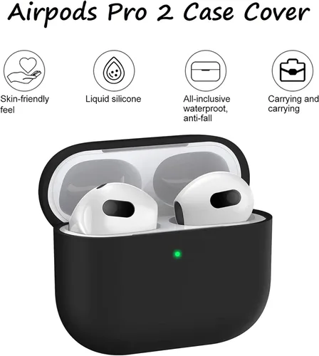Miniatura 4 de Funda de silicona compatible con Airpods Pro 2 Ultrathin 0.059 in de grosor, funda protectora LED frontal visible (negro)