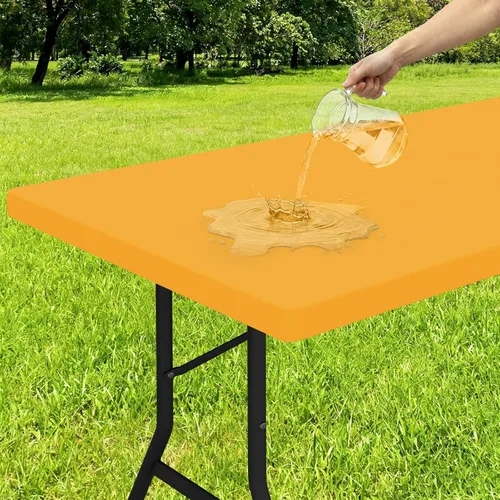Miniatura 27 de Smiry - Mantel rectangular de vinilo con respaldo de franela elástica ajustada para mesas plegables de 2 pies, manteles impermeables y lavables