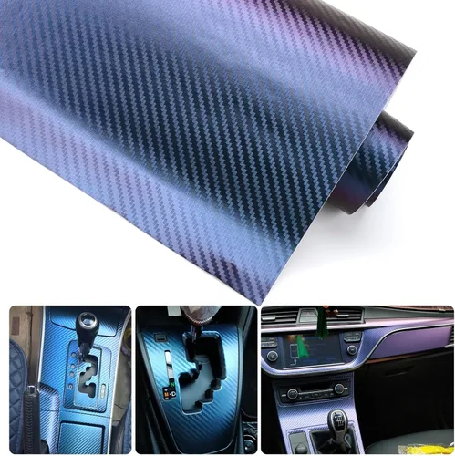 Miniatura 3 de Envoltura de Vinilo de Fibra de Carbono, Envoltura de Vinilo Púrpura Brillante para Automóvil, Encantador Camaleón Azul a Púrpura Autoadhesivo 1 pie