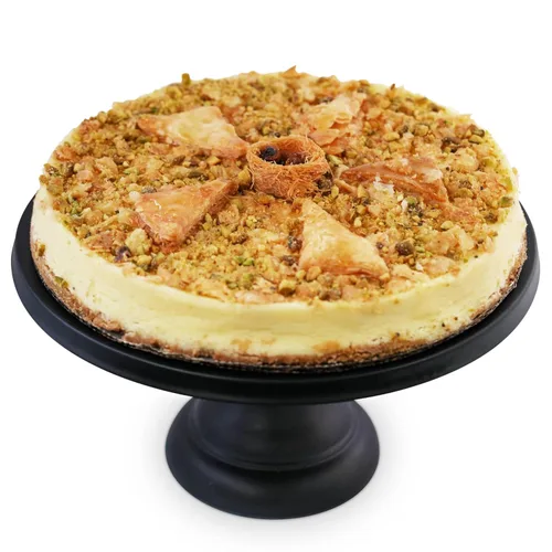 ANDY ANAND CHOCOLATIER Lujosa tarta de queso Baklava: fusión de miel turca y crema de California - Delicia de postre gourmet de 9 pulgadas, 2.8
