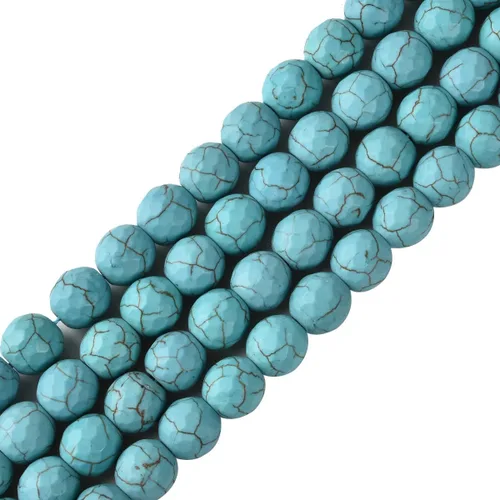 Cuentas redondas de piedra semipreciosa de color turquesa azul facetado de 0.394 pulgadas (0.394 in) para hacer joyas de 15 pulgadas (38-40 unidades)