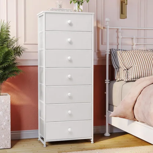 Miniatura 9 de Crestlive Products Cajonera alta, torre de almacenamiento de 7 cajones de tela, cómodas - Unidad organizadora vertical para dormitorio, pasillo