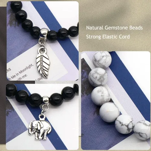 Miniatura 3 de C&L Accessories Pulseras de cuentas de chakras para mujeres, hombres y adolescentes, 3 pulseras curativas, juego de pulseras elásticas de bolas