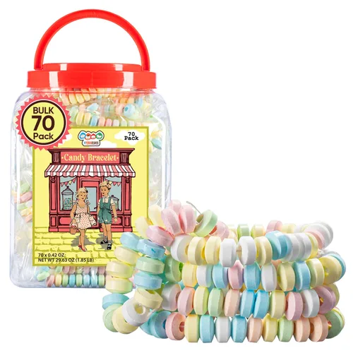 Miniatura 8 de 50 pulseras de dulces envueltas individualmente, joyas de caramelo pastel para bufé, rellenos de bolsas de golosinas, recuerdo de fiesta de Barbie
