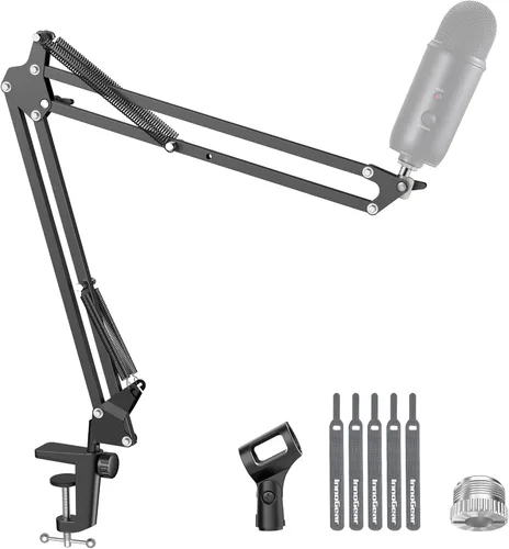 Miniatura 13 de InnoGear Soporte de micrófono con brazo de brazo para Blue Yeti HyperX QuadCast SoloCast Snowball Fifine Shure SM7B y otros micrófonos, brazo