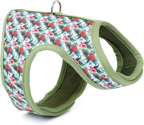 Miniatura 24 de Mile High Life Arnés para perro, chaleco floral de malla de aire para perros y gatos pequeños de 20 libras, fácil de poner, cierre fácil ajustable