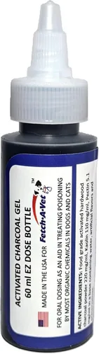 Gel de Carbón Activado 60ml Botella de Dosificación Fácil (Paquete de 1) Tratamiento de Primeros Auxilios para Mascotas, Antidoto para