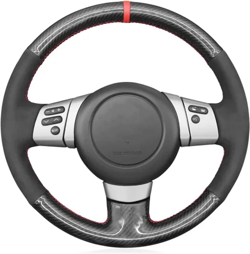 Miniatura 7 de Funda para volante de cuero negro personalizado con fibra de carbono para Toyota FJ Cruiser 2007 2008 2009 2010 2011 2012 2013 2014, piezas