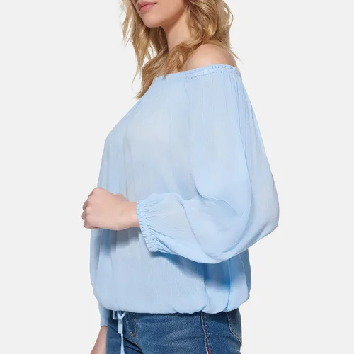 Miniatura 3 de Tommy Hilfiger Blusa con botones y cuello de banda para mujer