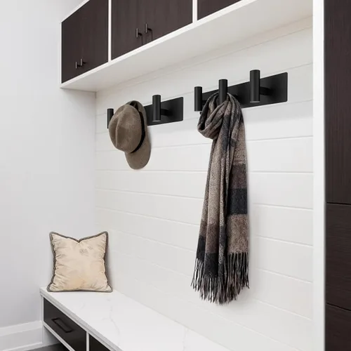 Miniatura 6 de Bntuk Perchero de pared – 3 ganchos para abrigos, toalleros para batas de baño, bolsas, llaves, perchero para sombreros, organizador de toallas