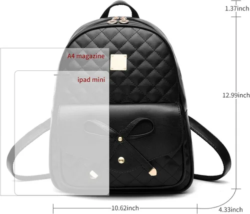Miniatura 4 de I IHAYNER - Mochila de piel para niñas con moño, 2 unidades, para mujer