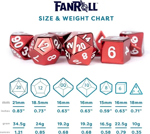 Miniatura 6 de FanRoll - Juego de dados poliédricos de metal de 0.630 in, plata antigua, dados de juego de rol para Calabozos y Dragones