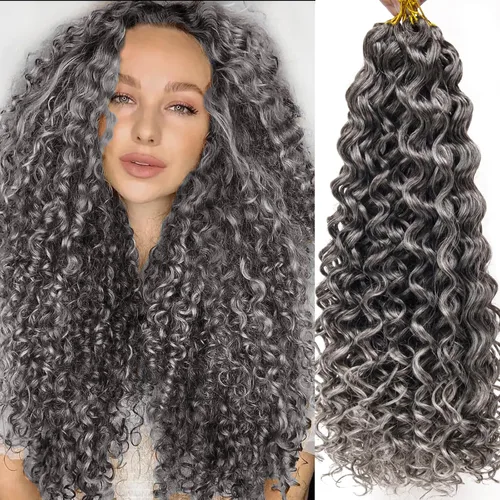 Miniatura 22 de 8 Paquetes de Cabello Rizado con Ganchillo GoGo, Cabello Rizado con Ganchillo para Mujeres Negras, Trenzado de Onda Profunda, Cabello Sintético