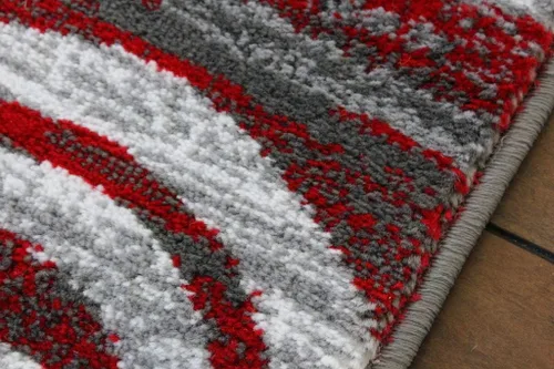 Miniatura 7 de Masada Rugs, Stephanie Collection 1103 - Alfombra de área moderna y contemporánea, color rojo, gris y blanco (2 pies 4 pulgadas x 11 pies), largo