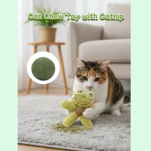 Miniatura 5 de Juego de 5 juguetes de hierba gatera para gatos de interior, juguetes interactivos para gatitos con hierba gatera y varitas plateadas, juguetes