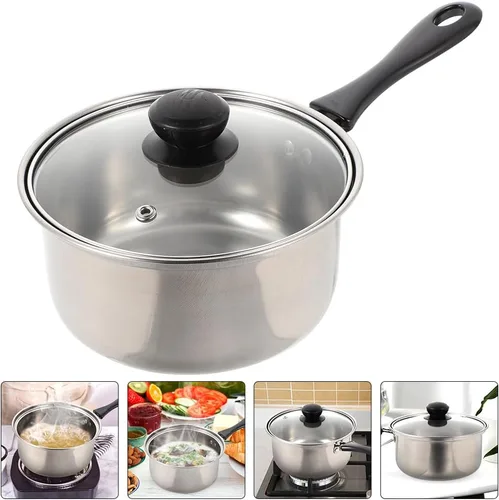 Miniatura 8 de LABRIMP 1 juego de acero inoxidable con mango largo antiadherente multifunción para sopa, pasta y avena, apto para lavavajillas, olla de calefacción