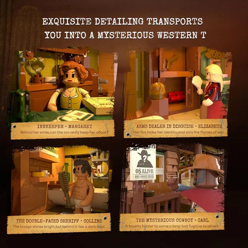 Miniatura 6 de Lumibricks Western-Inn - Juego de 2682 piezas de construcción de hotel de construcción ligera The Old West Inn para adultos y amantes del oeste