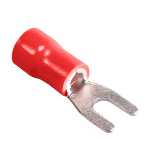 100 conectores de alambre de espada de horquilla aislados, terminales de crimpado eléctricos tipo U para cable de 22-16 AWG (rojo)