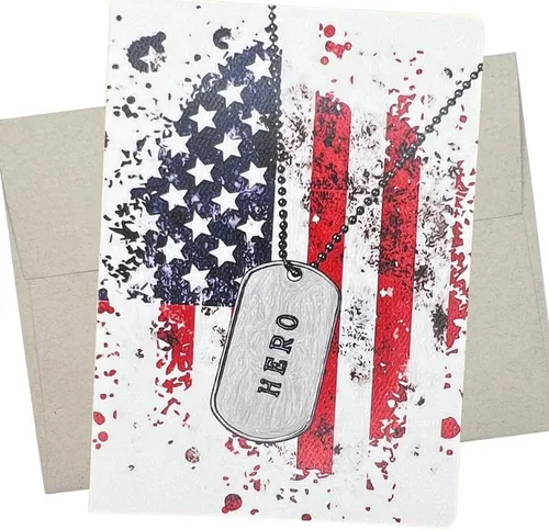 Whitman and Daughter American Hero - Tarjeta de veteranos – 1 tarjeta en blanco en el interior de 5 x 7 pulgadas, tarjeta de agradecimiento por tu