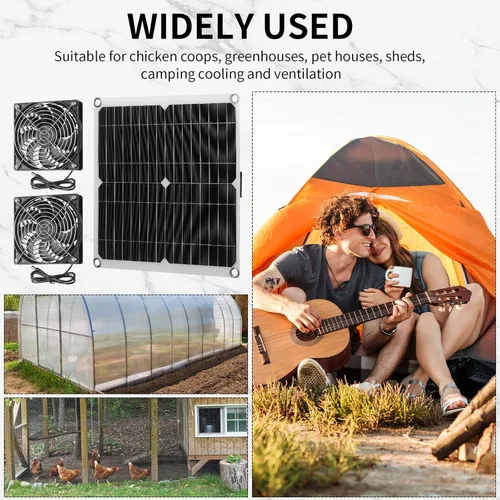 Miniatura 7 de Riakrum Kit de ventilador de escape de panel solar de 20 W y 16 V, USB, portátil, alimentado por energía solar, ventilador de verano al aire libre