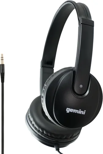 Gemini Sound DJX-200 Auriculares profesionales negros para DJ, monitor sobre la oreja con controladores de 1.575 pulgadas, almohadillas ultra