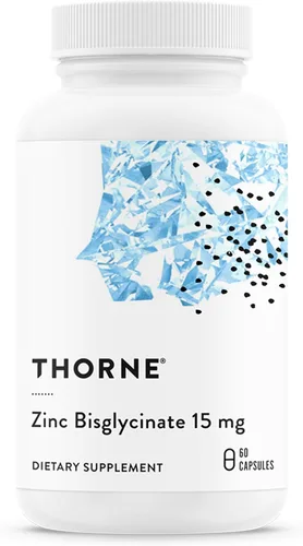 THORNE - Bisglicinato de zinc 15 mg - Apoyo diario para la salud de la piel, los ojos y el sistema inmunológico* - Suplemento de zinc quelado - 60