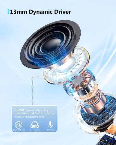 Miniatura 2 de Auriculares inalámbricos, auriculares Bluetooth 5.3, semi-intraurales con cancelación de ruido AI, tiempo de reproducción de 24 horas, ajuste Blanco