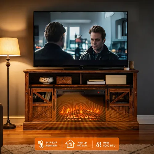 Miniatura 5 de Inserto de chimenea eléctrica de 26 pulgadas, brillo ajustable de 4 llamas, calentador de chimenea con control remoto, temporizador de 8 horas