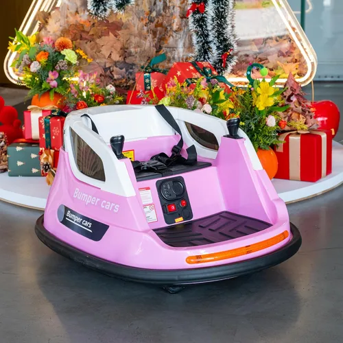 Coche de parachoques eléctrico de 12 V para niños, juguete giratorio de 360 grados con control remoto, 2 velocidades, música Bluetooth, luces LED,