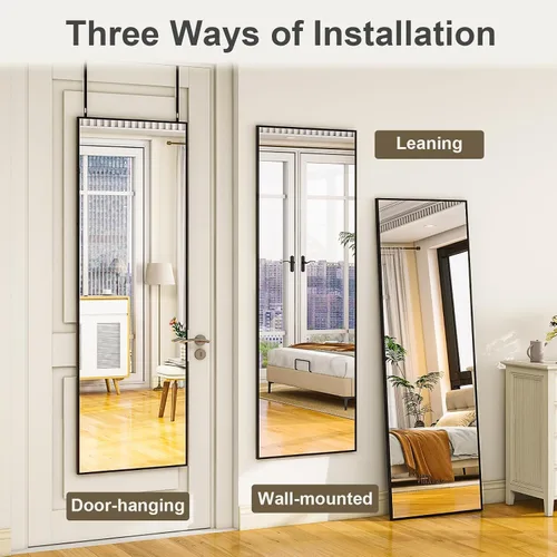 Miniatura 7 de HARRITPURE Espejo rectangular de cuerpo completo de 14 x 48 pulgadas, con marco de aluminio, espejo de pared y tocador inclinado para sala de estar