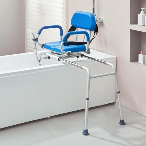 Miniatura 8 de VEVOR Banco deslizante de transferencia de bañera con asiento giratorio de 360 grados, silla de ducha deslizante con reposabrazos pivotantes