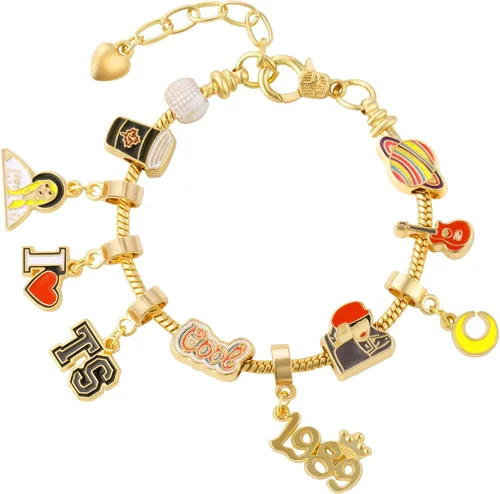 AUAUY Pulseras de la amistad con cuentas, pulsera inspirada en cuentas de álbum, juego de pulseras TS hechas a mano para regalo de fanáticos, dijes