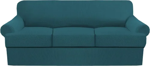 Miniatura 47 de Juego de fundas para sillas con cojines en T de 2 piezas, funda de sofá elástica para sillones y sillas con cojines en T