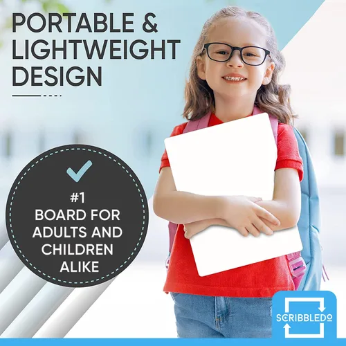 Miniatura 9 de SCRIBBLEDO Pizarra blanca pequeña de borrado en seco de 11 x 14 pulgadas de doble cara Double Sided 11x14 Inch, Premium Masonite Handheld