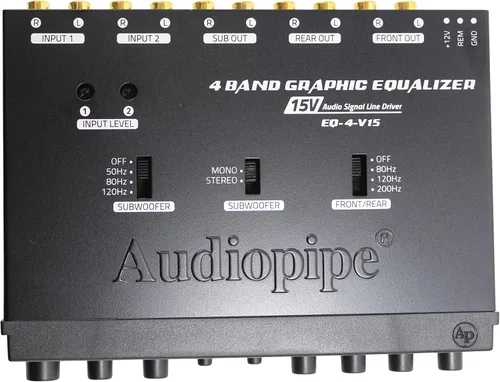 Miniatura 2 de Audiopipe Ecualizador gráfico de 4 bandas 1/2 Din con control de subwoofer EQ-4-V15 (15V)