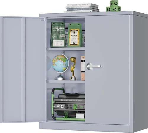 Miniatura 24 de Armario de almacenamiento de metal Greenvelly, armario de almacenamiento con cerradura de 91 cm con puertas y estantes, armarios de almacenamiento